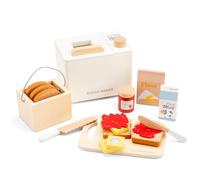 Woet - Jouet Machine à Pain en Bois pour Enfants - Jouet de Petit-Déjeuner d’Imitation avec Pain, Accessoires et Planche à Découper - À Partir de 3 Ans - Cadeau Filles et Garçons