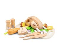 Woet - Jouet Poulet Rôti en Bois pour Tout-Petits - Set de Cuisine et Dîner Factice FSC avec Planche, Légumes et Ustensiles - Jouet d’Imitation - À Partir de 2 Ans - Cadeau Enfants