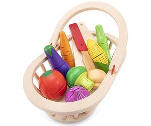 Woet® Légumes à découper en Bois dans Un Panier | Aliments jouets en bois, Légumes à découper, 8 légumes, Accessoires de cuisine, Panier en bois, Dès 2 ans
