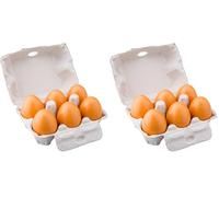 Woet New Classic Toys 4 Oeufs en Bois Jeu d’Imitation Éducative pour Enfants (Lot de 2)
