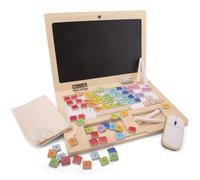 Woet® Ordinateur Portable Jouet en Bois pour Enfants - Jouet d’Apprentissage d’Imitation - Lettres, Chiffres et Formes - À Partir de 2 Ans