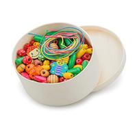 Woet® Perles à enfiler en bois, 230 perles et 4 cordons