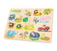 New Classic Toys Puzzle à chevilles 10441 Safari 16 pièces 100% bois certifié FSC