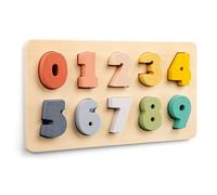 Woet - Puzzle Chiffres en Bois 0-9 - Jouet Éducatif Montessori Certifié FSC pour Tout-Petits - Chiffres Colorés Épais - À Partir de 2 Ans - Cadeau Filles et Garçons
