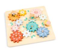 Woet® Puzzle Engrenages Jouet en Bois pour Tout-Petits - Thème Jardin avec Engrenages Rotatifs - Jouet Cause à Effet - À Partir de 2 Ans