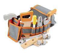 New Classic Toys Ceinture à outils 18285 réglable, outils en bois colorés Orange dès 3 ans