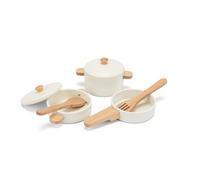 Woet - Set de Casseroles et Poêles en Bois pour Tout-Petits - Jouet de Cuisine Blanc 7 Pièces FSC - Accessoires de Cuisine d’Imitation - À Partir de 2 Ans - Cadeau pour Enfants