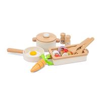 Woet - Set de Cuisine en Bois pour Tout-Petits - Jouet de Cuisine FSC 20 Pièces avec Casseroles, Poêle, Légumes et Œuf - Nourriture Factice - À Partir de 2 Ans - Cadeau pour Enfants