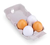 Woet® Œufs Jouet en Bois pour Enfants - 4 Pièces avec Velcro dans Boîte à Œufs - Accessoire de Cuisine d’Imitation - Jouet de Cuisine d’Imitation - À Partir de 2 Ans