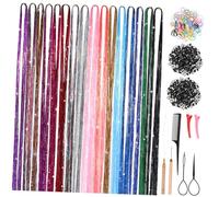 WOFASHPURET 1 ensemble Kit Extensions de Cheveux avec Outils de Fils Pailletés pour Tresses Accessoires pour Fêtes et Événements Transformation Facile des
