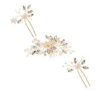 WOFASHPURET 1 ensemble Peigne à Cheveux de Mariée Perles Ensemble de Décorations Élégantes pour Coiffure de Mariée avec Épingles à Cheveux Verre Accessoires de Mariage Dorés