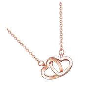 WOFASHPURET 1 pièce Collier Forme de Cœur à Double Anneau Pendentif Chic pour Femme Bijoux Créatifs pour et Événements Spéciaux pour Saint Valentin