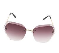 WOFASHPURET 1 Pièce Lunettes De Soleil Pour Femmes Avec Diamants Lunettes De Festival Lunettes De Fête Lunettes De Soleil Bling Femmes Bronches Golden