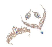 WOFASHPURET 1ensemble Bijoux Rhinestones Pour Mariée Couronne Et Collier Avec Boucles Oreilles Pendantes Parfait Pour Et Événements Spéciaux