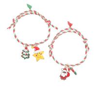 WOFASHPURET 1paire Bracelets De Noël Duo Bracelets Tissés Pour Couples De Fête Avec Pendentif Forme De Cœur Pour Et