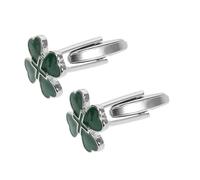 WOFASHPURET 2 pièces Boutons de Manchette Feuille Verte Irlandaise pour Homme Design Cœur Quatre Émail Raffiné et Élégant Accessoires Mode Saint Patrick
