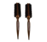 WOFASHPURET 2 Pièces Brosse Ronde Chauffante Résistante Chaleur Brosse Poils de Sanglier avec Manche Bois pour Boucles Précises et Brillance des Cheveux Courts