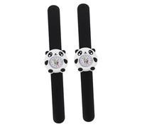 WOFASHPURET 2 Pièces Montre Enfants Mignon garçon Montre Claque Panda Montre Enfant Montre Portable Kid-Wristwatch Montre Durable Montre-Bracelet à la Mode Gel de silice Blanche
