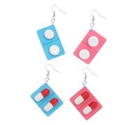 WOFASHPURET 2Paires Boucles Oreilles de Pendentifs Design Capsule Médicale et Rose Accessoire Unique pour Cosplay et Fêtes