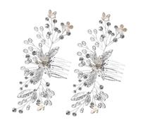 WOFASHPURET 2pcs Flower Girl Headpiece Crystal Elegant Wedding Hair Accessories Girls Decorative Hair Tings Bride Hair Clips Headdress Headding Multi-fonctional Headpice