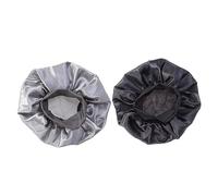 WOFASHPURET 2pièces Bonnet De Nuit Large Et Élastique Pour Dormir Bonnet De Sommeil Protecteur Cheveux Femmes Chimiothérapie Lot Noir Et Argent