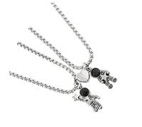 WOFASHPURET 2pièces Collier Couple Magnétique Inoxydable Avec Pendentifs Astronautes De Pour Amoureux Et