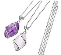 WOFASHPURET 2pièces Collier Pendentif Quartz Avec Chaîne De Pendentifs Fait Main Avec Fil Métallique Bijoux