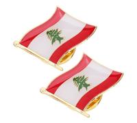 WOFASHPURET 2pièces Épingle Drapeau Liban Broche De Revers Pour Femmes Badge Libanais Épinglette Ronde Pour Vêtements Broche Écharpe Pour Châle Souvenir De Voyage International