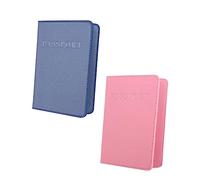 WOFASHPURET 2pièces Porte-Passeport PU Dull Polish avec Fermeture Magnétique Organisateur Pratique Cuir Synthétique Bleu Et Rose