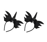 WOFASHPURET 2pièces -tête Chauve-souris Halloween Lot De Bandeau Coiffe Licorne Pour Cheveux Accessoires Déguisement Noir