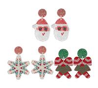 WOFASHPURET 3paires Boucles Oreilles De Noël Pour Femmes Motifs De Bows Flocons Père Noël Accessoires Festifs Pour Fêtes Et Événements