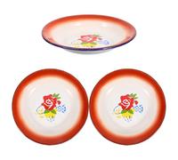 WOFASHPURET 3pcs Assiettes Vintage en Émail Rouge pour Servir Snacks et Desserts, Écologiques, Style Rétro pour Bar et Pique-niques