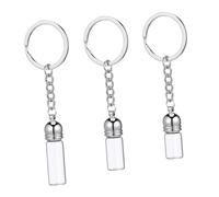 WOFASHPURET 3pièces Flacon Miniature Verre Porte-clés Parfum Rechargeable Portable Avec Capuchon Argenté Accessoire Suspendu Polyvalent Pour Sac Et Huile Essentielle