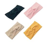 WOFASHPURET 4 pièces Bandeau Élastique Coton pour Yoga Accessoires de Cheveux Croix Nœud Vert Foncé Gingembre Beige Rose
