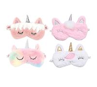 WOFASHPURET 4 pièces Masques de Sommeil Masques Oculaires Peluche Carton pour Voyage et Maison pour et Ininterrompu