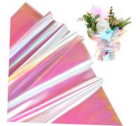 WOFASHPURET 40 feuilles Papier Irisé Cellophane Colorées pour Bouquets et Décoration Fleuriste Film Transparent Décoratif Facile à Couper