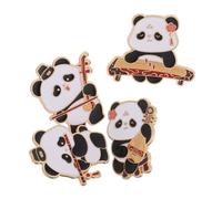 WOFASHPURET 4pièces Broches Panda Émail Décoratives pour Vêtements et Loisirs Créatifs Lot Motifs Inspiration Chinoise
