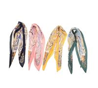WOFASHPURET 4pièces Foulard Soie Délicat Écharpe à Motif Rhomboïde Accessoire De Mode à Porter Au Cou Cheveux Aléatoires