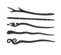 WOFASHPURET 5 Pièces Épingle à Cheveux Bois Vintage Stylos Coiffure Chignon Hanfu Accessoires Artisanaux Noirs pour Femmes Élégantes Bâtons Asiatiques pour Updos Traditionnels