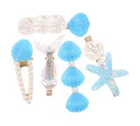 WOFASHPURET 5 Pièces Set de Pinces à Cheveux Coquillage et Étoile de Mer Métalliques pour Femmes Barrettes Canard Légères et Solides Accessoires de Plage pour Styles Quotidiens