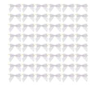 WOFASHPURET 50 Nœuds Décoratifs en Ruban de Satin Pré-noués, Couleur Argenté Clair, Mini Nœuds pour Décoration de Gâteau et Projets de Bricolage, Pack de 50 Pièces, pour