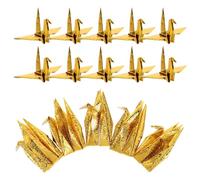 WOFASHPURET 50 Pièces Grues en Origami en Papier Perlé Or, Légères et Faciles à Suspendre, Décoration Élégante pour Mariages et Fêtes, Symbolisant Espoir et Amour