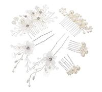 WOFASHPURET 6pièces Épingles à Cheveux De Mariage Perles Accessoires Élégants Pour Nouvelle Mariée Peignes De Cheveux Argentés Avec Fleurs Décoration Pour Cérémonies Et Événements