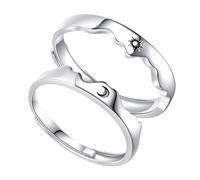 WOFASHPURET Bague Soleil Lune Ouverte Ajustable Anneau Unisexe Chic et Élégant pour Couples Design Unique pour Amitié et Amour Partagé