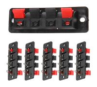 WOFASHPURET Bornier pour Haut-Parleur Stéréo 4 Voies 6pcs en Abs et Cuivre Clip à Ressort pour Transfert du Signal pour Bricolage Audio Noir