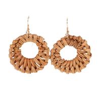 WOFASHPURET Boucles D’oreilles en Rotin Tressé Bohème Ethniques Faites Main, Légères Marron, Crochet Confortable, Style Géométrique, Femme, Fête D’été, Design Creux Artisanal,