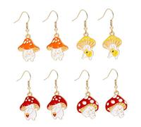 WOFASHPURET Boucles D'oreilles Pendantes Champignons En Alliage Pour Femmes Et Adolescentes Design Dessin Animé Ludique Présent Quotidien Et Fêtes Lot De 4 Paires