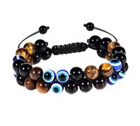 WOFASHPURET Bracelet Ajustable Pierre De Tiger-eye Et Agate Avec Perles Œil Malin Accessoire De Yoga Élégant Pour Femmes Et Hommes Pour Anniversaires Et Fêtes
