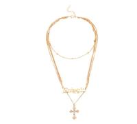 WOFASHPURET collier alphabétique colliers pour femmes croix pour femme en or Bijoux pour les femmes catholique pendentif femme lettres anglaises Golden