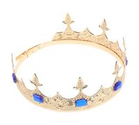 WOFASHPURET Couronne Royale Ronde Bleue pour Homme Accessoire de Costume Style Baroque Vintage Diadème pour Mariage Anniversaire Fête